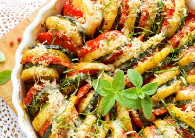 Kartoffel-Zucchini-Tomaten-Gratin
