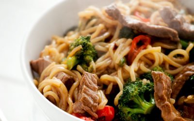 Asiatische Nudeln mit Rindfleisch und Brokkoli