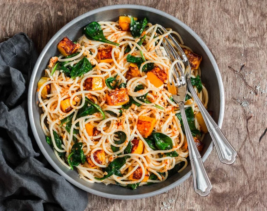 spaghetti-kuerbiswuerfel