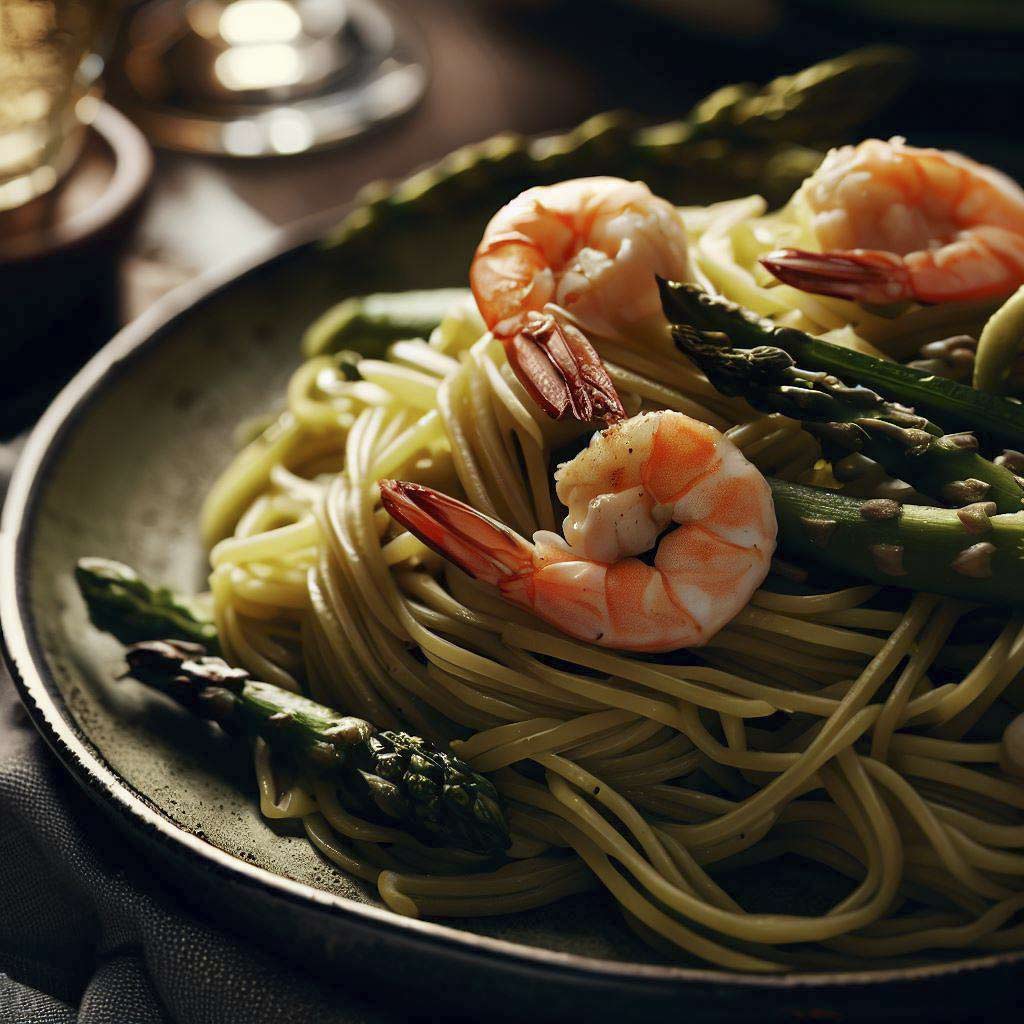 Spaghetti mit grünem Spargel und Garnelen - Gesund gut Essen