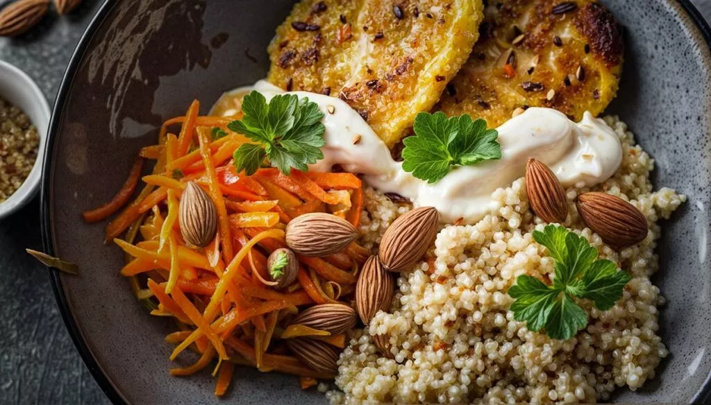 Couscous-mit-Moehren-Mandeln-und-gebratenem-Halloumi