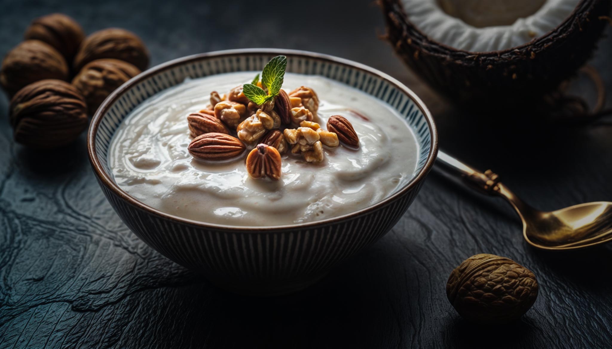 Kokosjogurt mit Nüssen