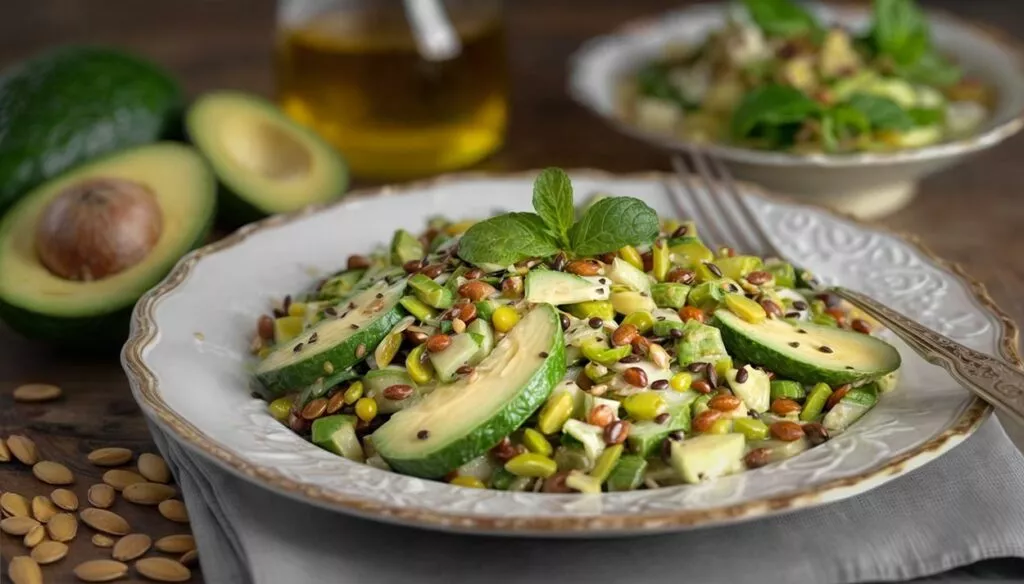 Linsensalat mit Avocado und Gurke