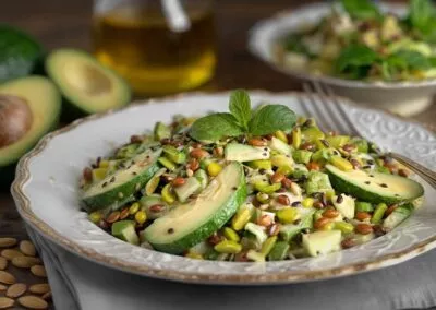 Linsensalat mit Avocado und Gurke