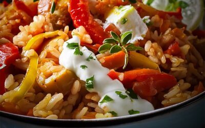 Griechische Reispfanne mit Paprika