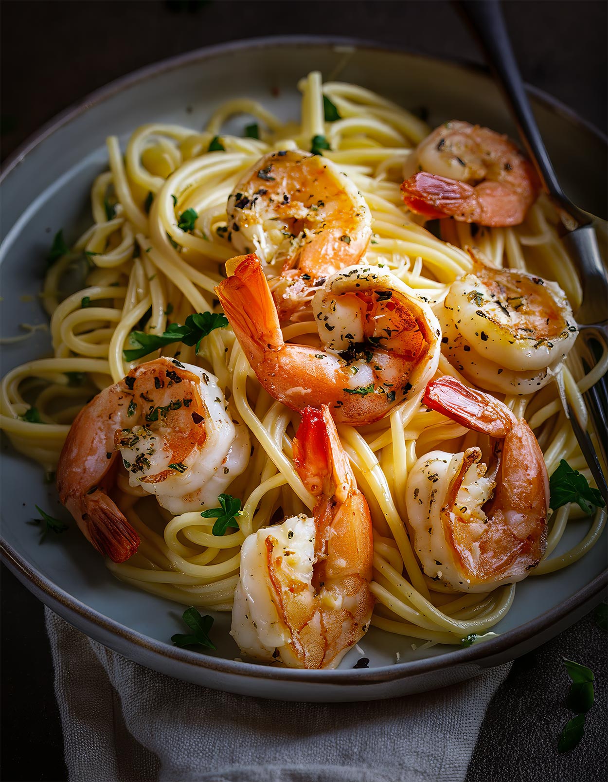 Linguine mit Knoblauch Scampi - Gesund gut Essen