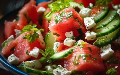 Wassermelonen Gurken Feta Salat