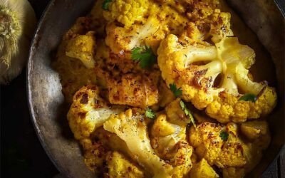Im Ofen geschmorter Blumenkohl mit Kokos-Currysauce