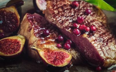 Rumpsteak mit Feigen und grünem Pfeffer