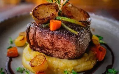 Filetsteak auf Selleriepüree mit Wurzelgemüse