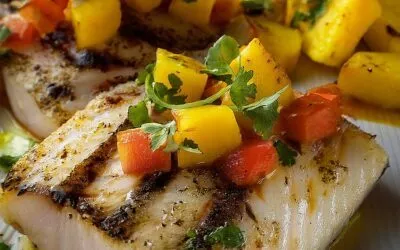 Gegrillter Heilbutt mit Mango-Salsa