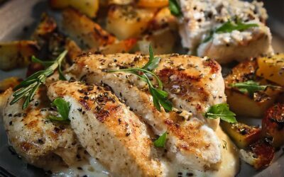 Mediterranes Hähnchenfilet mit Feta und Rosmarin-Sauce