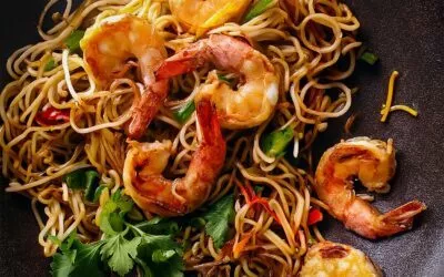 Gebratene Mie-Nudeln mit Shrimps