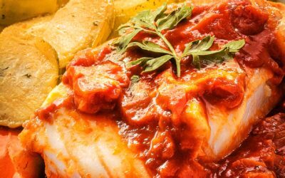 Kabeljaufilets in Tomatenragout