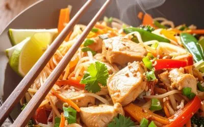 Asiatische Nudelpfanne mit Hähnchen