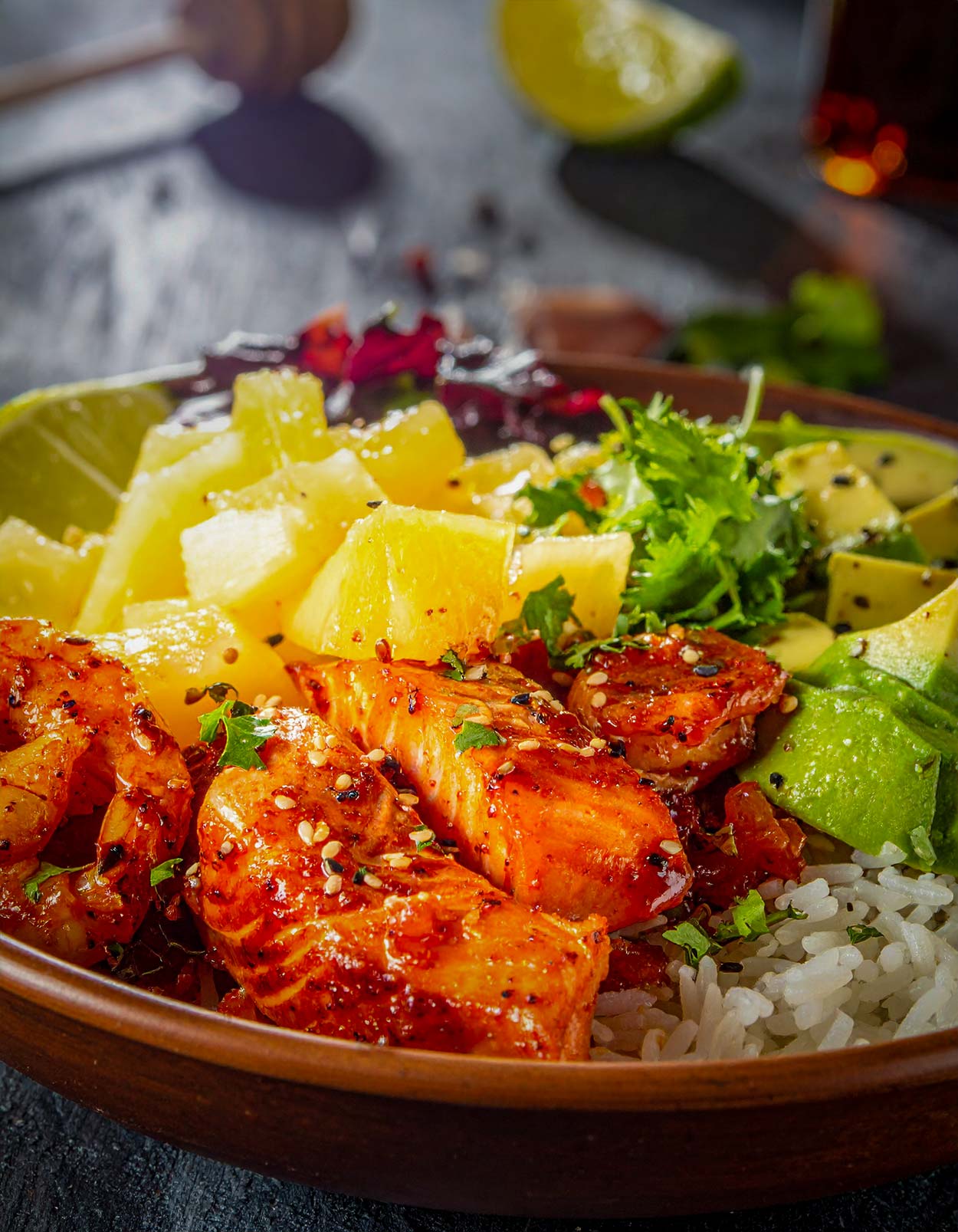 Honig-Lachs-Garnelen-Bowl - Gesund gut Essen Honig-Lachs-Garnelen-Bowl - Gesund gut Essen