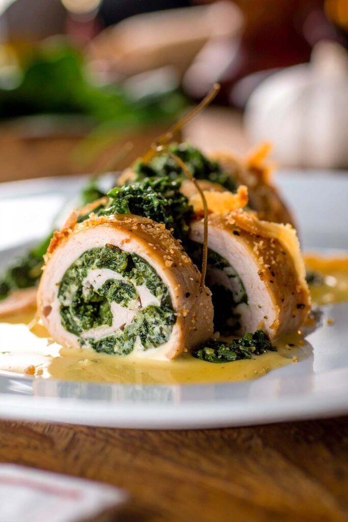 Hähnchenroulade mit Spinatcreme