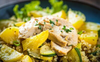 Hähnchenbrust-Zucchini-Pfanne mit Quinoa und frischem Thymian