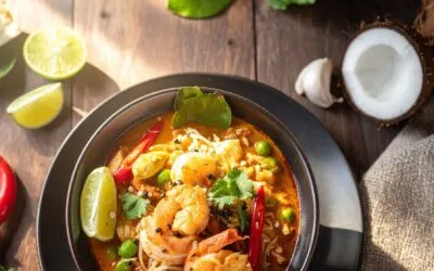 Thailändische Garnelen-Currysuppe mit Zuckerschoten