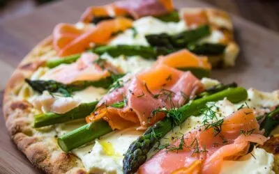 Flammkuchen mit Spargel und Lachs