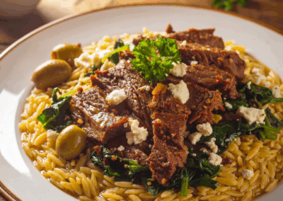 griechische-rinderfilet-kritharaki-pfanne