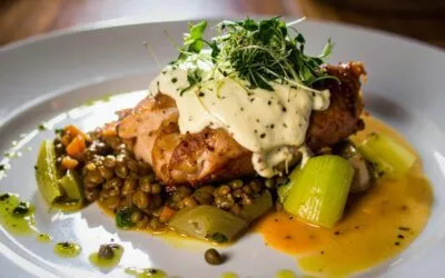 Bärlauch-Hähnchenbrust auf Linsen-Gemüse