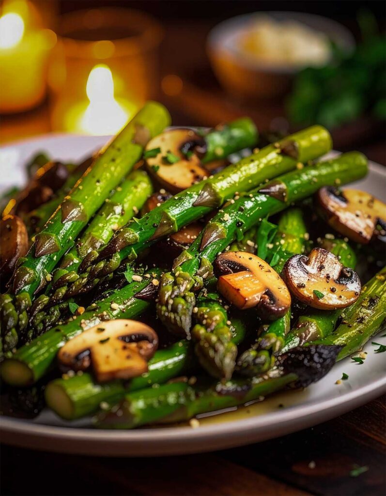 Gruener-Spargel-mit-Champignons