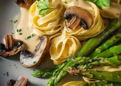 Tagliatelle mit Spargel und Champignons