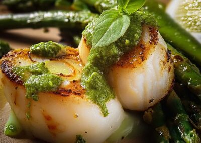 Jakobsmuscheln mit grünem Spargel