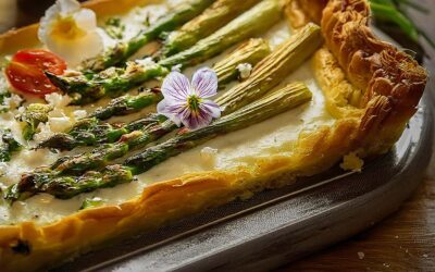 Spargeltarte mit Blütenricotta